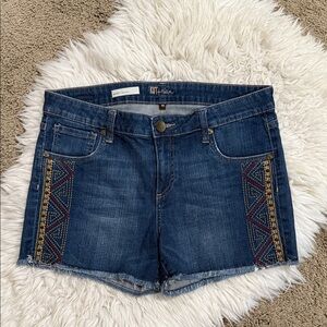 Kut From The Kloth Women’s Embroidered Boho Gidget Frey Denim Shorts‎ Size 10